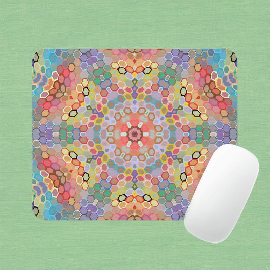 Hex Mandala Regenbogen Mousepad