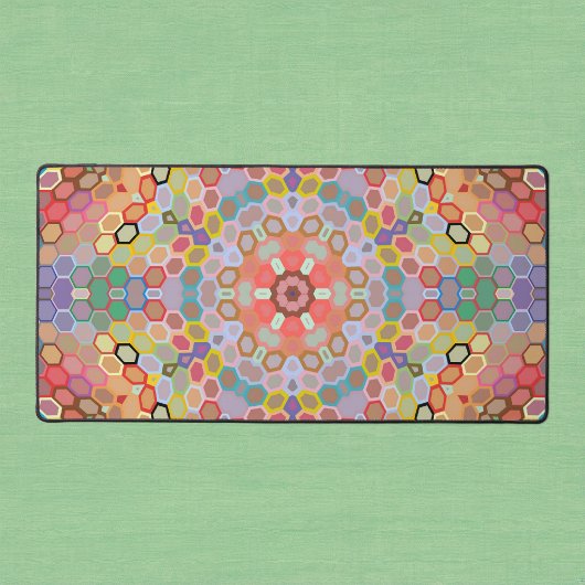 Hex Mandala Regenbogen Schreibtischunterlage