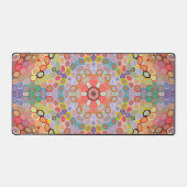 Hex Mandala Regenbogen Schreibtischunterlage (Vorderseite)