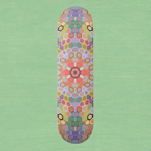 Hex Mandala Regenbogen Skateboard