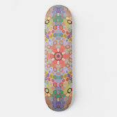 Hex Mandala Regenbogen Skateboard (Vorderseite)
