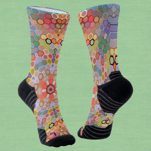 Hex Mandala Regenbogen Socken