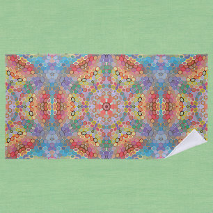 Hex Mandala Regenbogen Strandtuch