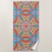 Hex Mandala Regenbogen Strandtuch (Vorderseite)