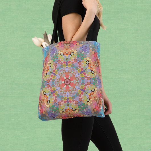 Hex Mandala Regenbogen Tasche