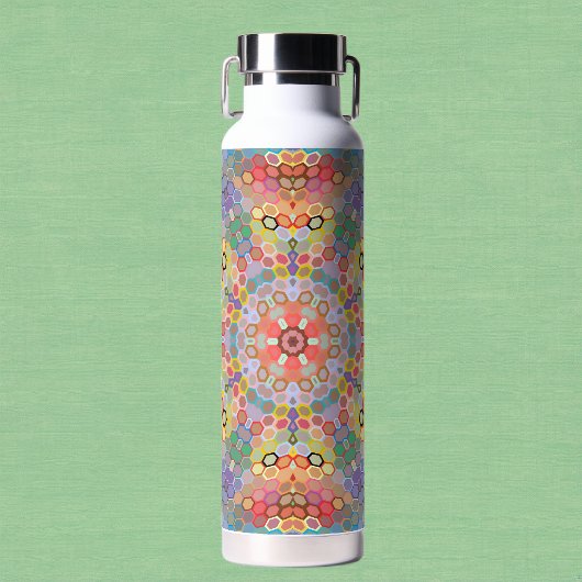 Hex Mandala Regenbogen Trinkflasche