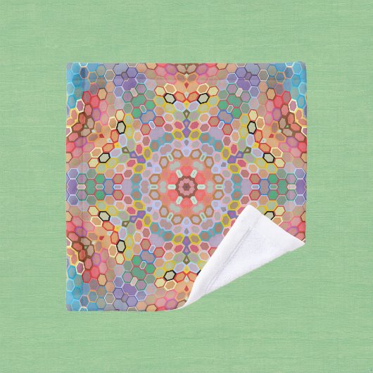 Hex Mandala Regenbogen Waschlappen