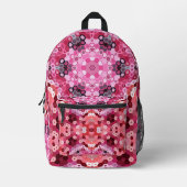 Hex Mandala Rosa und Weiß Bedruckter Rucksack (Vorderseite)