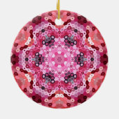 Hex Mandala Rosa und Weiß Keramik Ornament (Hinten)