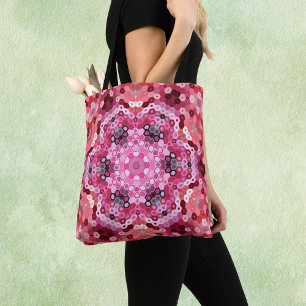 Hex Mandala Rosa und Weiß Tasche