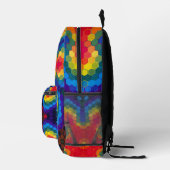 Hex Mandala Rot Gelb und Blau Bedruckter Rucksack (Rechts)