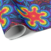 Hex Mandala Rot Gelb und Blau Geschenkpapier (Rolleneckpunkt)