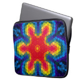 Hex Mandala Rot Gelb und Blau Laptopschutzhülle (Vorderseite Links)