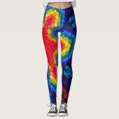Hex Mandala Rot Gelb und Blau Leggings (Vorderseite)