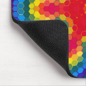 Hex Mandala Rot Gelb und Blau Mousepad (Ecke)