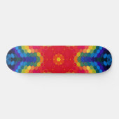 Hex Mandala Rot Gelb und Blau Skateboard (Horizontal)