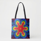 Hex Mandala Rot Gelb und Blau Tasche (Vorderseite)