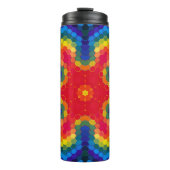 Hex Mandala Rot Gelb und Blau Thermosbecher (Vorderseite)