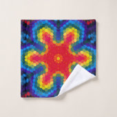 Hex Mandala Rot Gelb und Blau Waschlappen (Waschlappen)