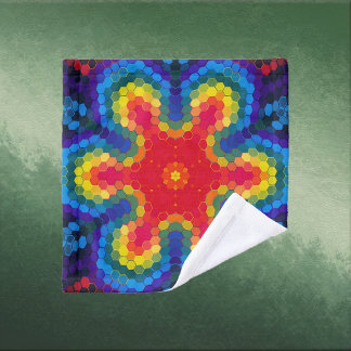 Hex Mandala Rot Gelb und Blau Waschlappen