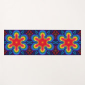 Hex Mandala Rot Gelb und Blau Yogamatte (Vorderseite (Horizontal))