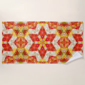 Hex Mandala Rot und Gelb Strandtuch (Vorderseite)