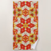Hex Mandala Rot und Gelb Strandtuch (Vorderseite)