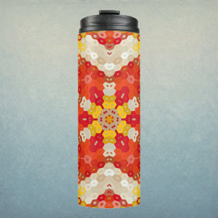 Hex Mandala Rot und Gelb Thermosbecher