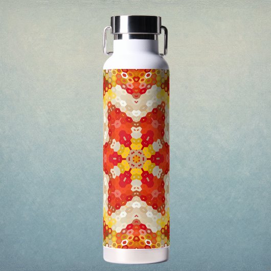 Hex Mandala Rot und Gelb Trinkflasche