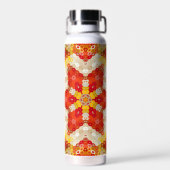 Hex Mandala Rot und Gelb Trinkflasche (Rückseite)