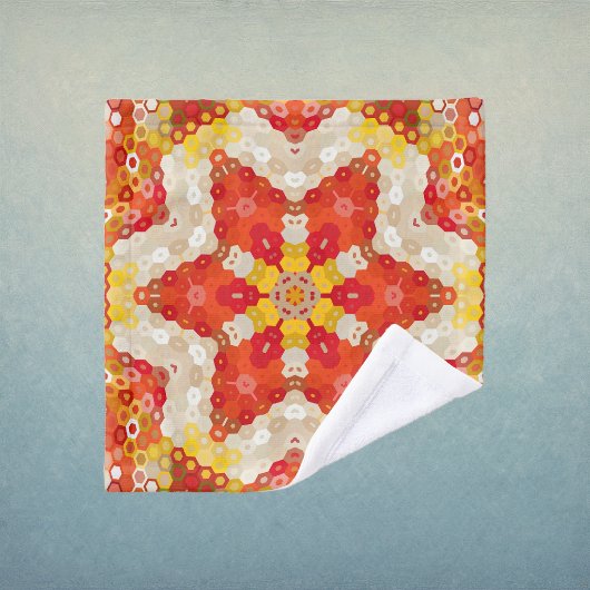 Hex Mandala Rot und Gelb Waschlappen