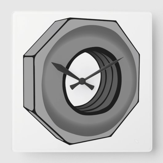 Hex Nut Quadratische Wanduhr (Vorderseite)
