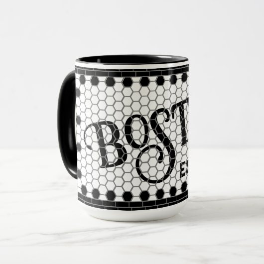 Hex-Tile-Druck Boston-Mug Tasse (Vorderseite Links)