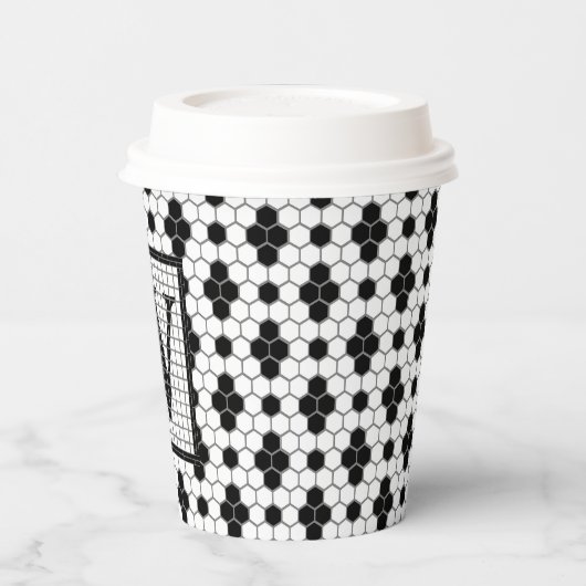 Hex Tile Print Monogram Cup Pappbecher (Links)