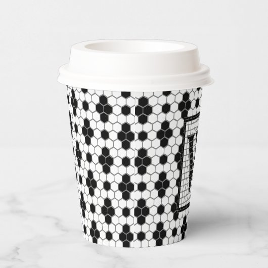 Hex Tile Print Monogram Cup Pappbecher (Rechts)