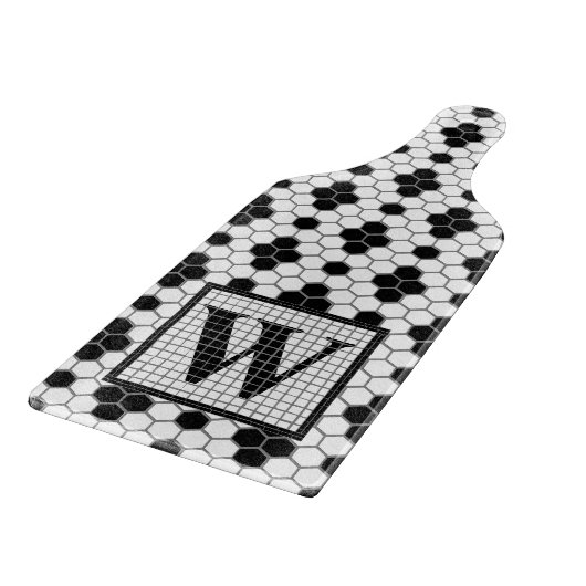 Hex Tile Print Monogram Cutting Board Schneidebrett (Ecke)