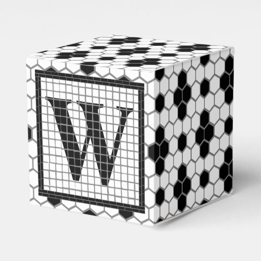 Hex Tile Print Monogram Fevor Box Geschenkschachtel (Vorderseite)