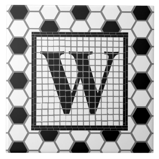 Hex Tile Print Monogram Fliese (Vorderseite)