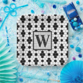 Hex Tile Print Monogram Paper Plate Pappteller (Party)