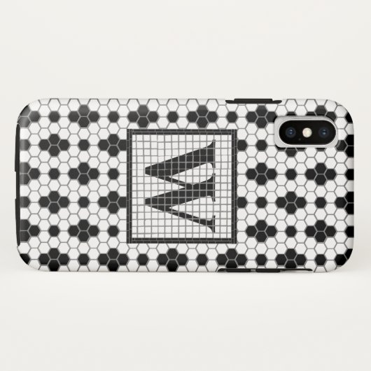 Hex Tile Print Monogram Phone Case (Rückseite (Horizontal))