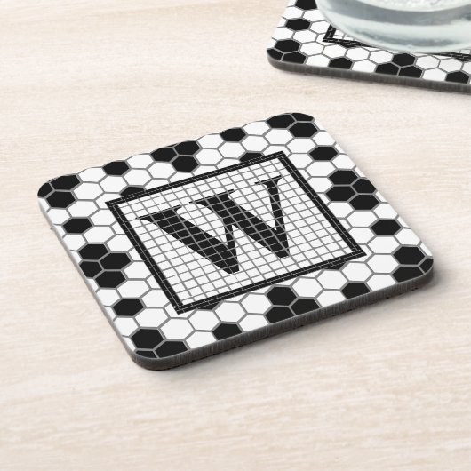 Hex Tile Print Monogram Untersetzer (Linke Seite)