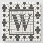Hex Tile Print Monogram Untersetzer (Vorderseite)