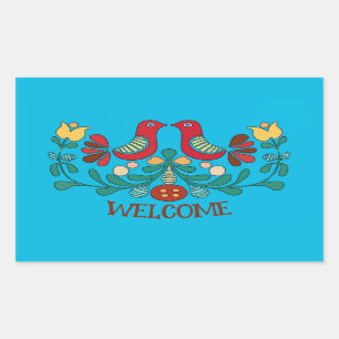 Hex-Zeichen, Vögel lieben, Text hinzufügen, rechte Rechteckiger Aufkleber