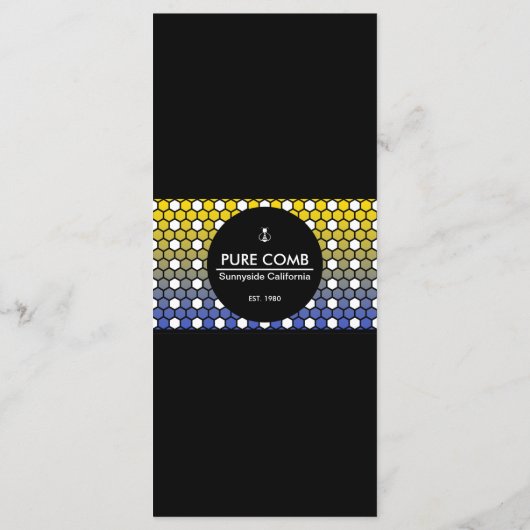 Hexa Honeycomb Apiary Honey Menu Menükarte (Rückseite)