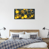 HexaFlux: Futuristischer Hexagonalfluss Leinwanddruck (Insitu (Schlafzimmer))