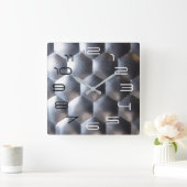 Hexagon 3D-Effekt - Metallmuster Textur Quadratische Wanduhr (Zuhause)