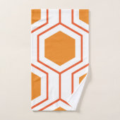 Hexagon abstract geometrical pattern in orange and badhandtuch set (Handtuch)