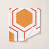 Hexagon abstract geometrical pattern in orange and badhandtuch set (Waschlappen)