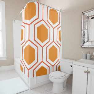 Hexagon abstract geometrical pattern in orange and duschvorhang