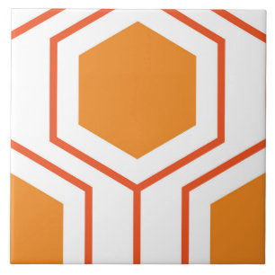 Hexagon abstract geometrical pattern in orange and fliese